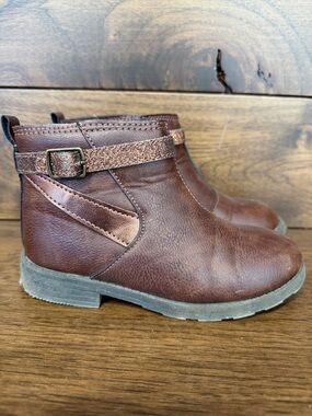 Carter's Brown Girls' Ankle Boots with Metallic Buckle
